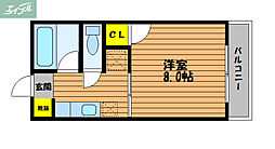 JR津山線 法界院駅 徒歩19分の賃貸アパート 1階1Kの間取り