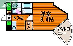 JR吉備線 備前三門駅 徒歩25分の賃貸マンション 5階1Kの間取り