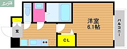 JR山陽本線 岡山駅 徒歩6分の賃貸マンション 6階1Kの間取り