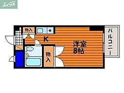 JR山陽本線 岡山駅 徒歩15分の賃貸マンション 4階1Kの間取り