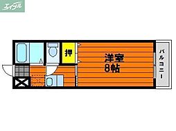 JR山陽本線 岡山駅 徒歩22分の賃貸マンション 1階1Kの間取り
