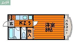 リーセント大和町 1Kの間取図画像