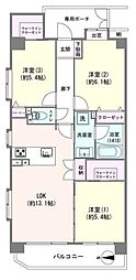 ダイアパレスエルパティオ東村山 3LDKの間取図画像