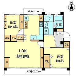 東大路高野第3住宅第27号棟 2階2LDKの間取り