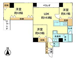 キャピタルコータス堀川 3LDKの間取り