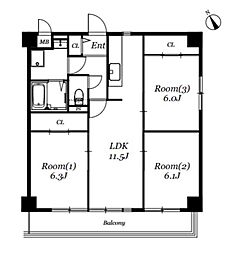 ROSETOWER元今泉 3LDKの間取図画像