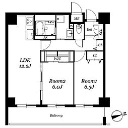 RESIDIA西天満 2LDKの間取図画像