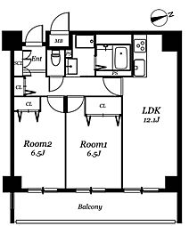 RESIDIA西天満 2LDKの間取図画像