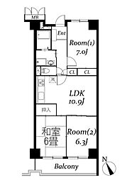 フローラ稲毛 7階3LDKの間取り