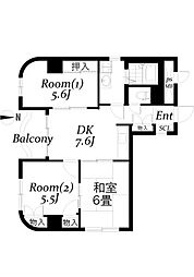 ティ・エル・ハイツ八王子北 4階3DKの間取り