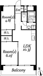 中葛西ハイツ 2LDKの間取図画像