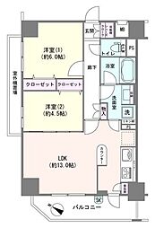 日神パレステージ阪東橋2 2LDKの間取図画像
