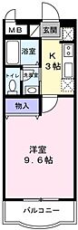 グリーンマンション雅A棟 1Kの間取図画像
