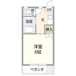 サン・ミッシェル 1Kの間取図画像