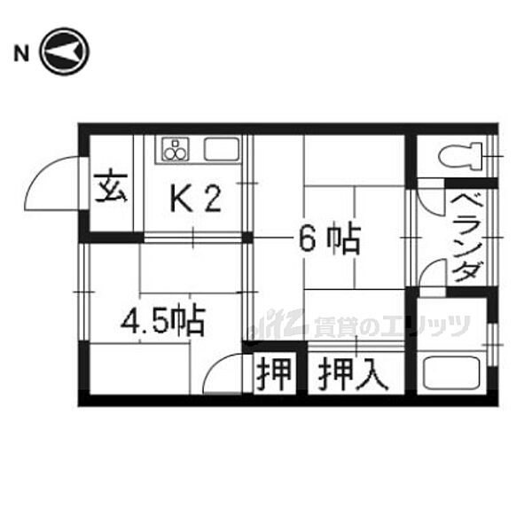 藤栄荘 2-10｜京都府京都市西京区樫原久保町(賃貸アパート2DK・2階・34.30㎡)の写真 その2