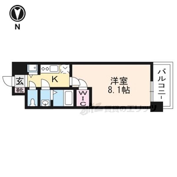 京都府京都市下京区梅小路高畑町(賃貸マンション1K・5階・26.10㎡)の写真 その2