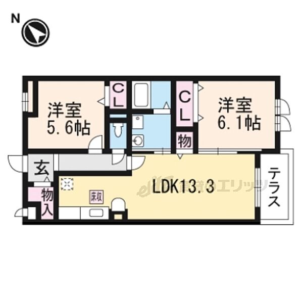 カーラ・カーサ 102｜京都府乙訓郡大山崎町字大山崎小字白味才(賃貸アパート2LDK・1階・60.40㎡)の写真 その2