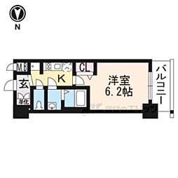 プレサンスTHE KYOTO粋都 6階1Kの間取り