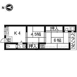 マンション千丈 3階2DKの間取り