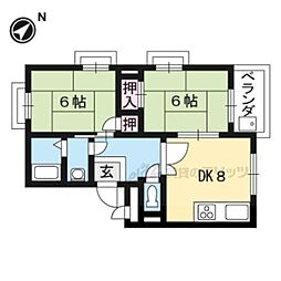 コーポ湯浅 3階2DKの間取り
