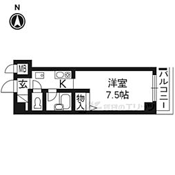 阪急京都本線 西院駅 徒歩10分の賃貸マンション 4階1Kの間取り