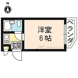 阪急京都本線 桂駅 徒歩7分の賃貸マンション 2階ワンルームの間取り