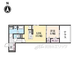 ＤーＲＯＯＭ丹波橋 1階1LDKの間取り