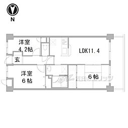 ペルル伏見桃山II 5階3LDKの間取り