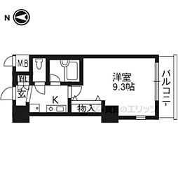 阪急京都本線 西京極駅 徒歩18分の賃貸マンション 2階1Kの間取り