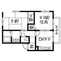 阪急嵐山線 松尾大社駅 徒歩11分の賃貸アパート 2階2DKの間取り
