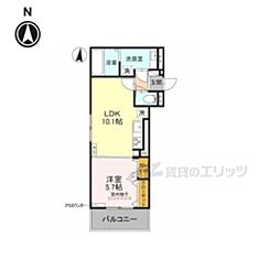 京阪宇治線 六地蔵駅 徒歩6分の賃貸アパート 2階1LDKの間取り