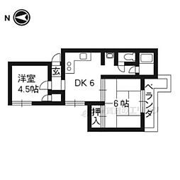カサブランカ 2階2DKの間取り