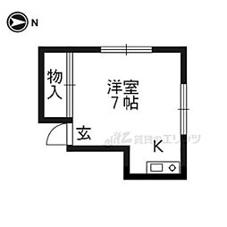 VENTURA ENDO松 Ｄ 1階ワンルームの間取り