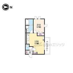 京阪本線 丹波橋駅 徒歩4分の賃貸アパート 3階1LDKの間取り