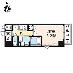 エスカーサ京都四条梅津 7階1Kの間取り