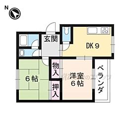 プリヴュイクシマ 1階2DKの間取り