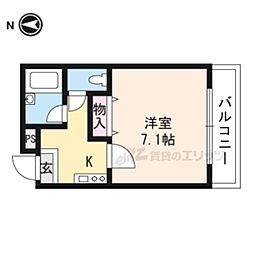 京阪本線 伏見桃山駅 徒歩8分の賃貸マンション 2階1Kの間取り