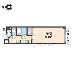 レイディアンスII 5階1Kの間取り