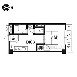 京阪本線 伏見稲荷駅 徒歩1分の賃貸マンション 2階1DKの間取り