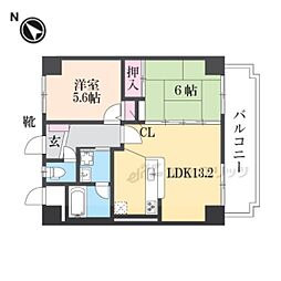 信開ガーデンコート西大路 2階2LDKの間取り