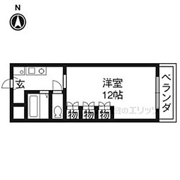 パルスピリア’91 3階1Kの間取り