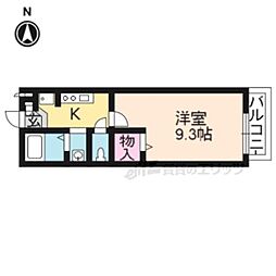 アウドムラ 2階1Kの間取り