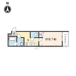 メゾンドゥース丹波橋 2階1Kの間取り