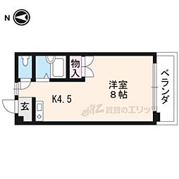 京阪本線 藤森駅 徒歩22分の賃貸マンション 2階1Kの間取り