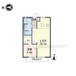 京都市営烏丸線 竹田駅 徒歩8分の賃貸アパート 2階1LDKの間取り