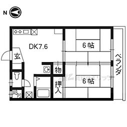 エクセル河村 303 3階2DKの間取り