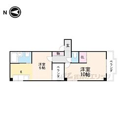 京阪本線 墨染駅 徒歩1分の賃貸マンション 3階1DKの間取り