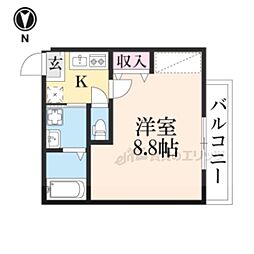 サントス墨染 2階1Kの間取り
