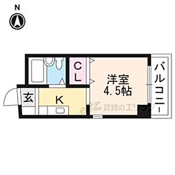 阪急京都本線 桂駅 徒歩37分の賃貸マンション 3階1Kの間取り