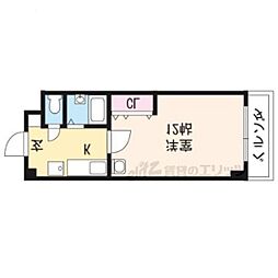 近鉄京都線 小倉駅 徒歩7分の賃貸マンション 3階1Kの間取り